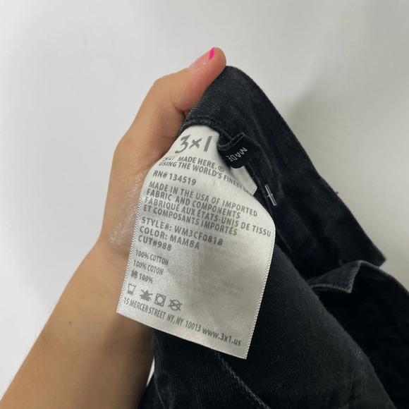 3x1 NYC Mamba Fringe Hem Straight Jeans Black High Rise revolve WOMENS 28 - Picture 9 of 10